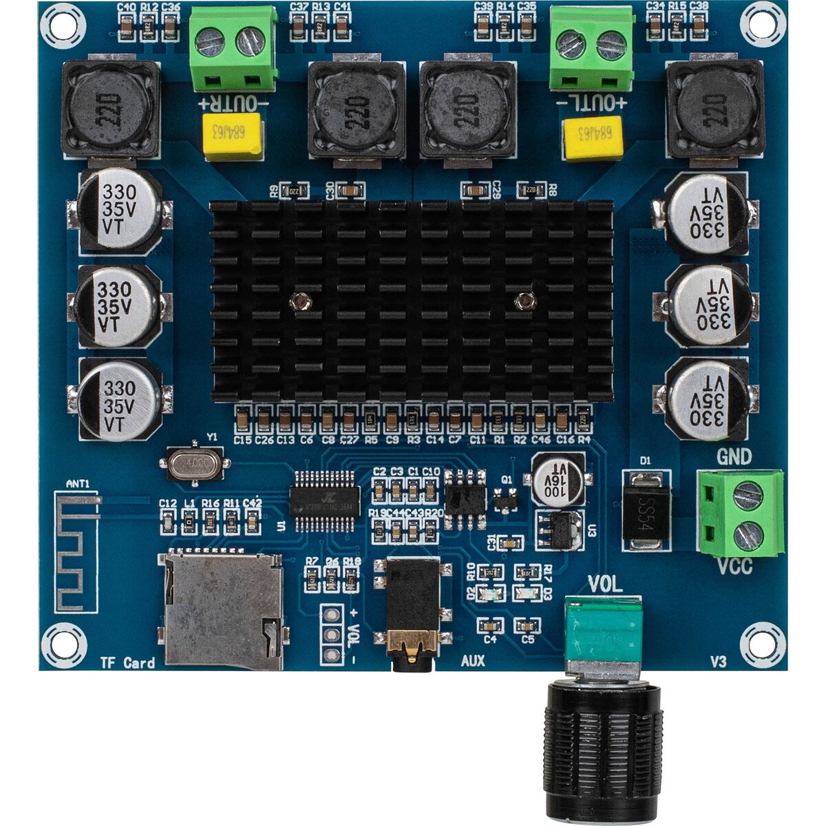 2 x 100W Bluetooth 5.0 TDA7498 Amplifier Board with Micro SD Card Reader 19 to 30 VDC